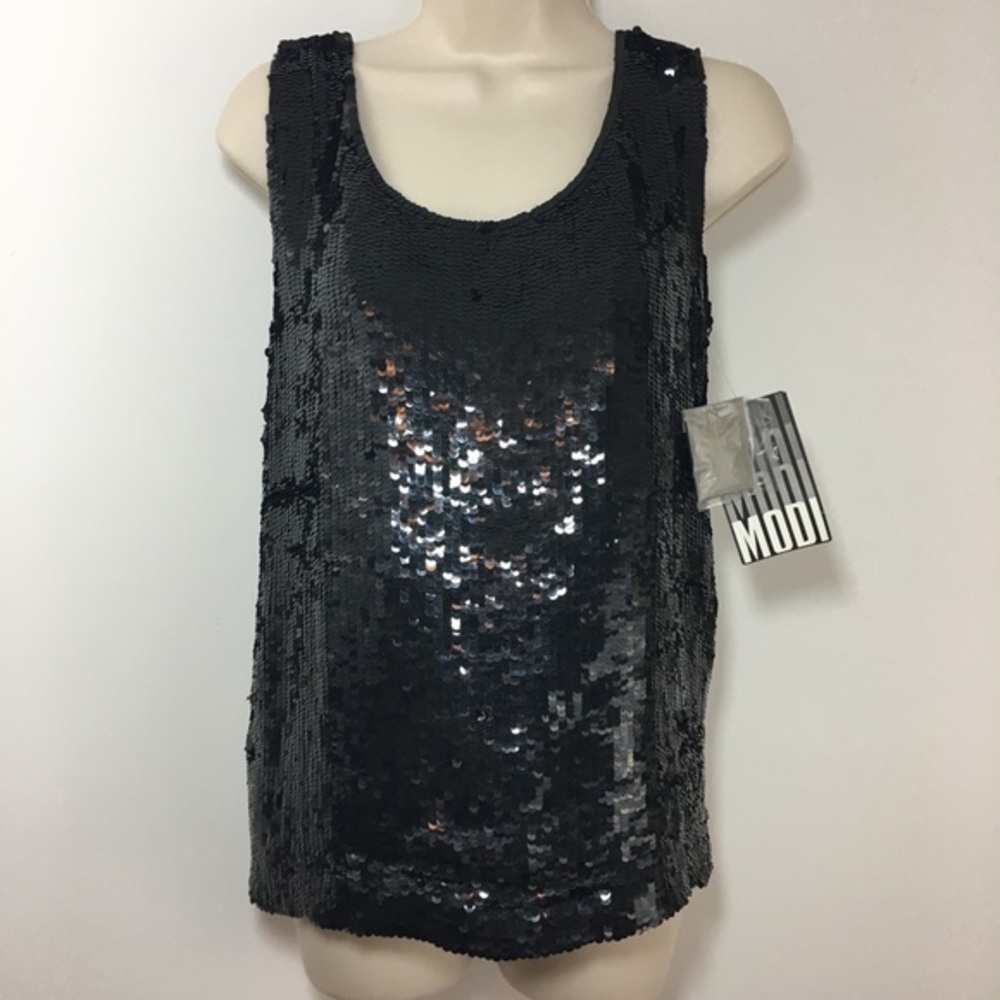 New Modi black sequin tank top
